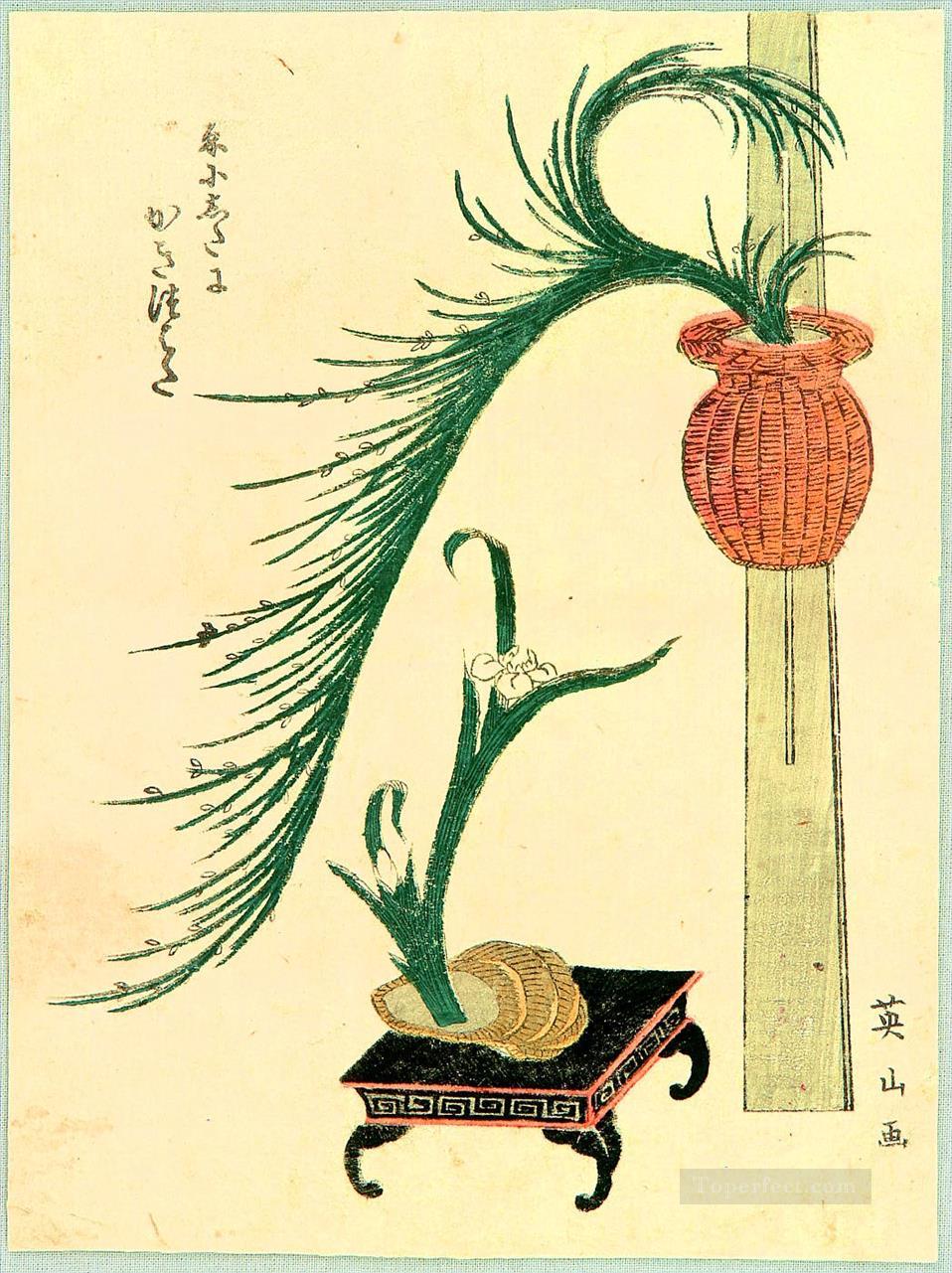 flower arranging 1820 Keisai Eisen Ukiyoye Oil Paintings